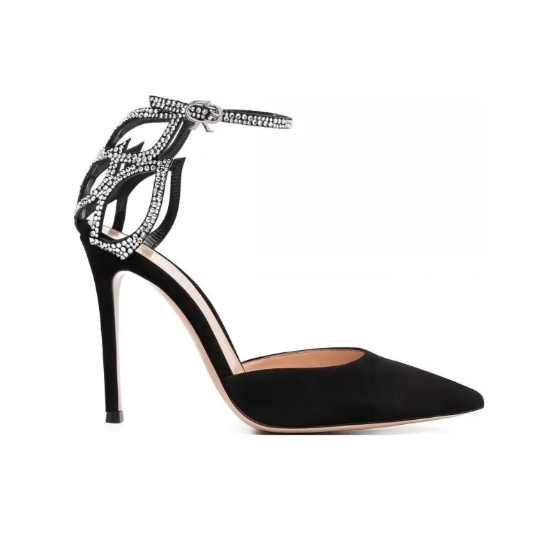 GIANVITO ROSSI Crystal Fleur 105mm Suede Pumps-1