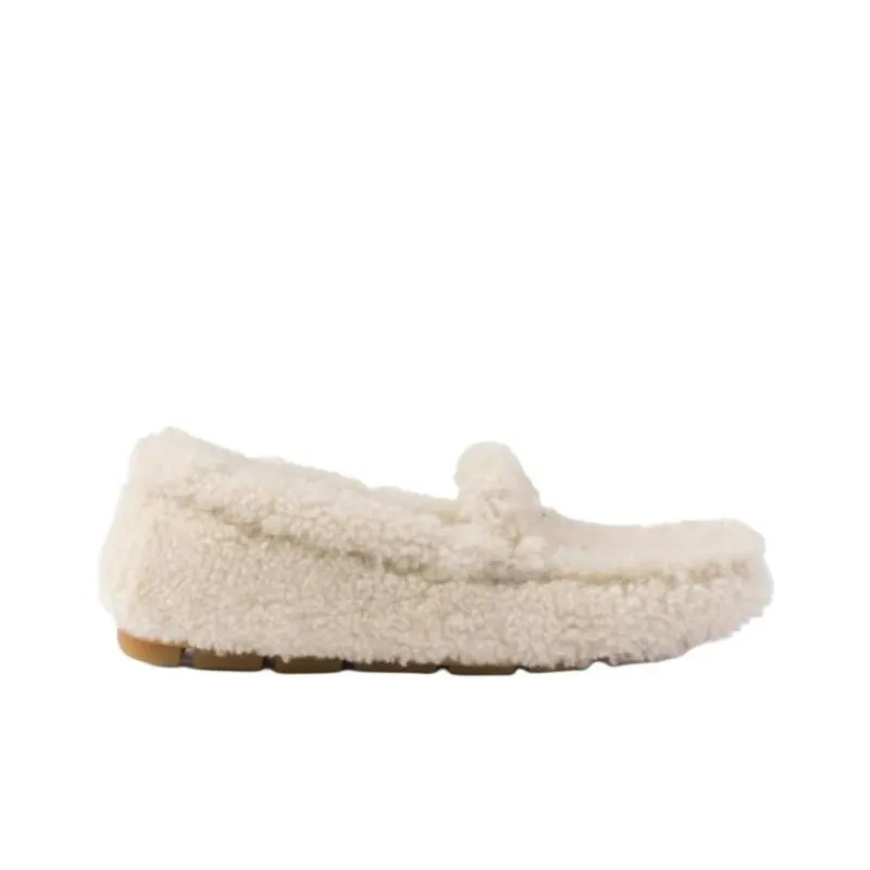 PRADA Triangle Loafers Women's Ecru-1