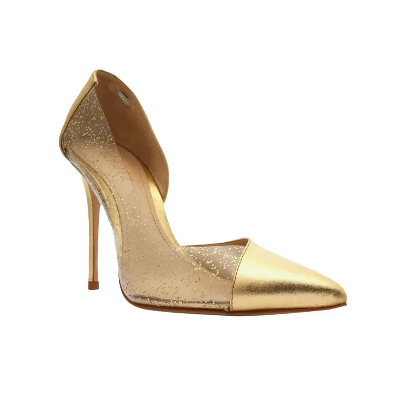 Schutz Cheslie Slim Heel High Heels 11cm Women's Gold-2