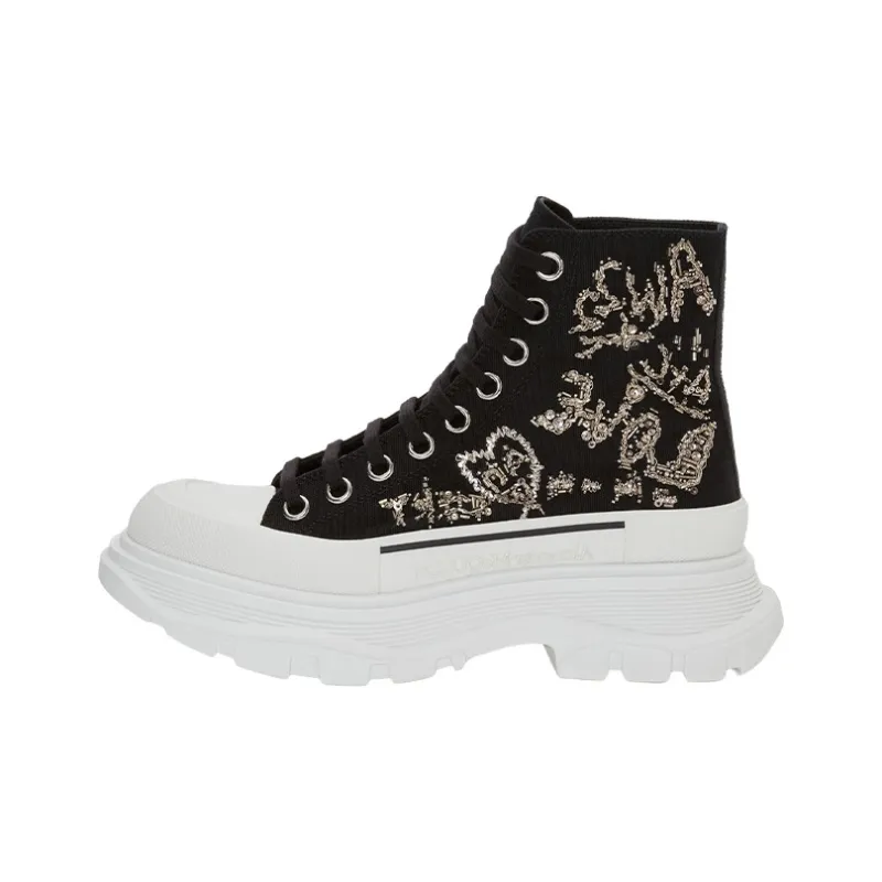 Alexander McQueen Tread Slick Boot Black Multi Crystal Women's-0