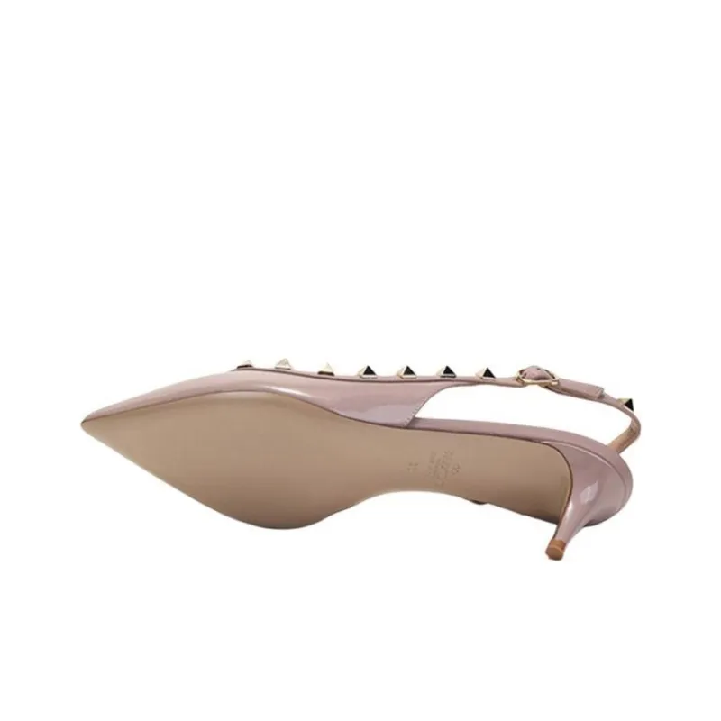 Valentino Rockstud Slim Heel High Heels 5cm Women's Pink-5