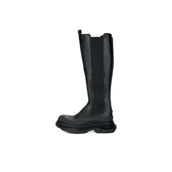 Alexander McQueen Tread Leather Over The Knee Boots 'Black' Women's