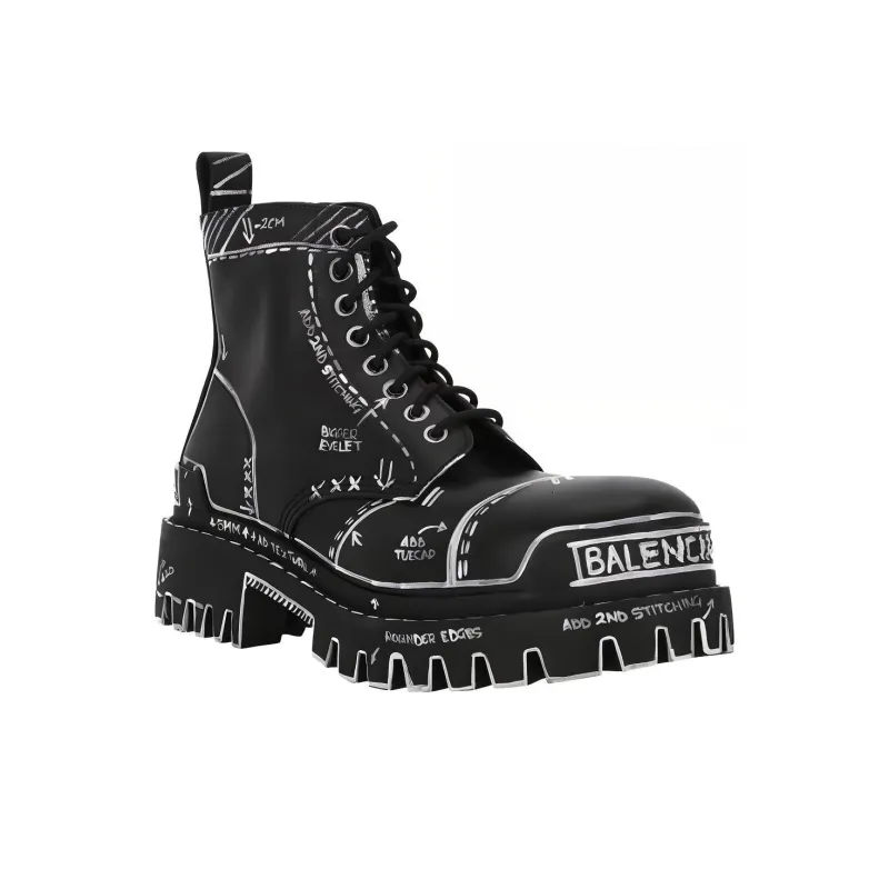 Balenciaga Strike Lace-Up Boot 'Marker Pen Print - Black'-1