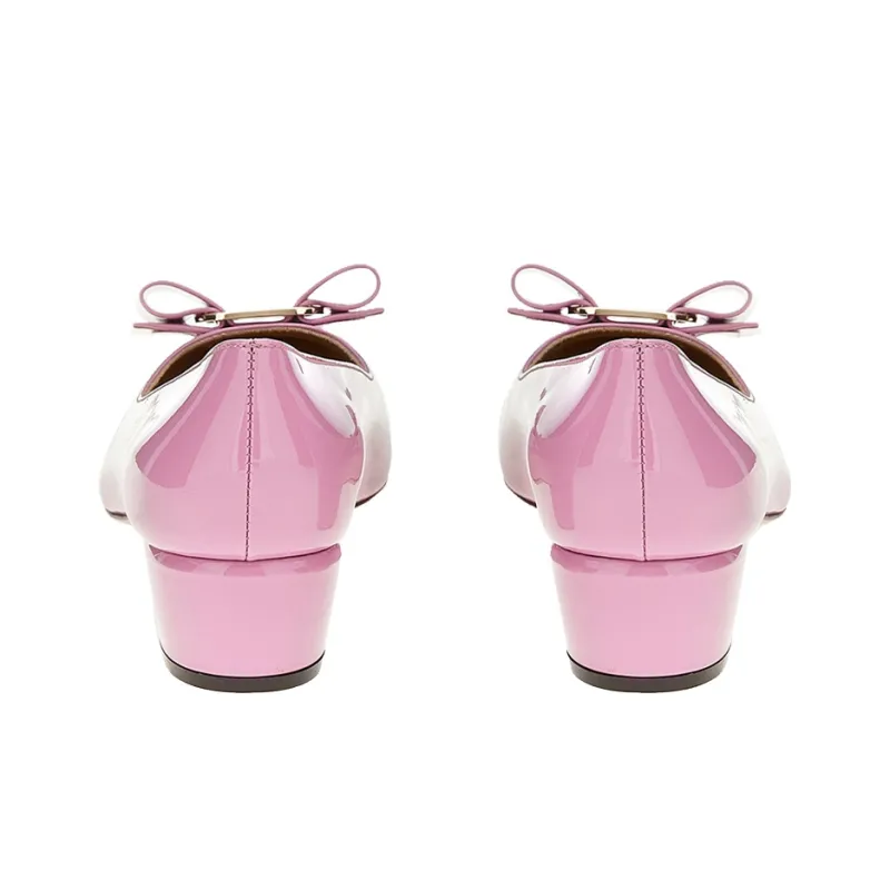 FERRAGAMO Vara Block Heel High Heels 3cm Women's Pink-4