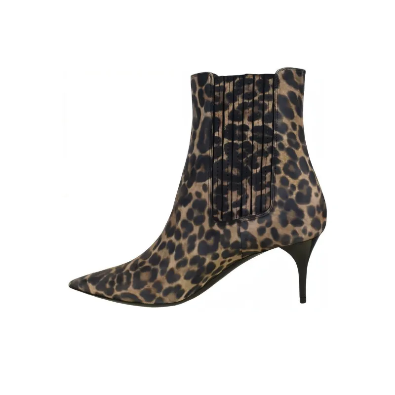 SAINT LAURENT Short Chelsea Boots Women's Leopard Print-2