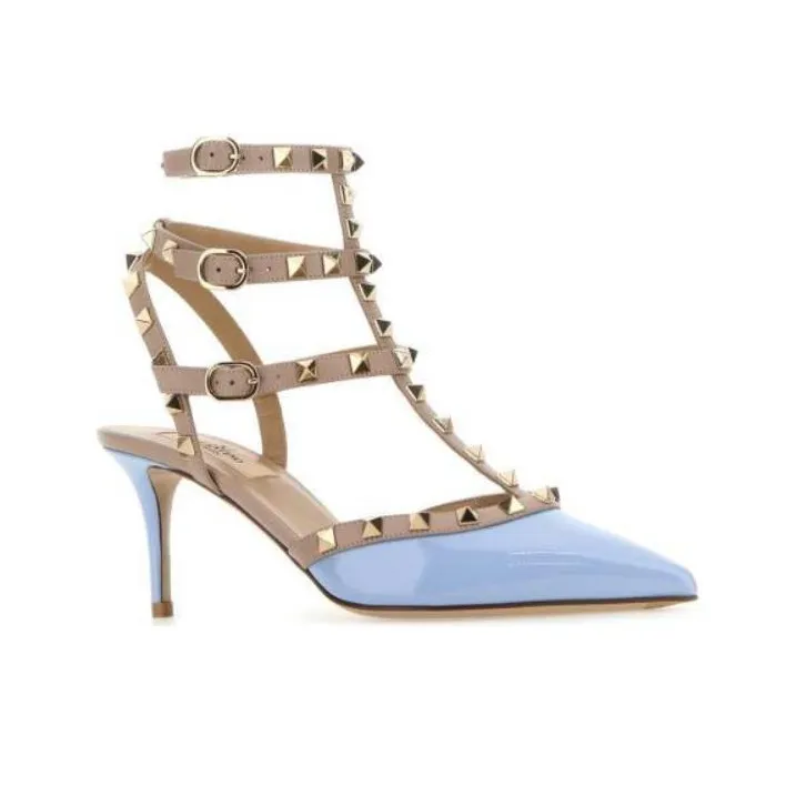 Valentino Garavani Rockstud Ankle-Strap Pointed Toe Pumps-1