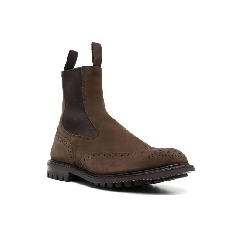 Tricker's Flint Brogue-detail Suede Boots-2