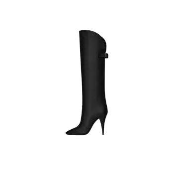 SAINT LAURENT Knee High Boots 10cm Women's Black