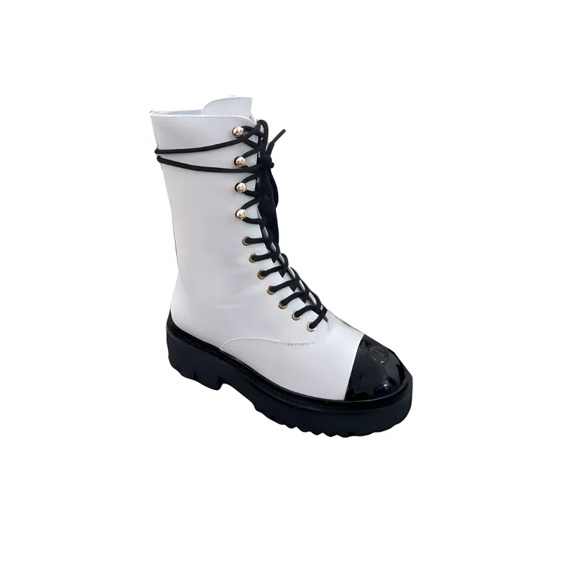 CHANEL 22c Early Spring Ankle Boots Women's White-2