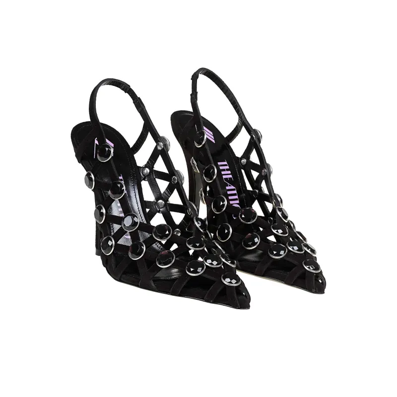 The Attico Grid Embellished Slingbacks Women's-3