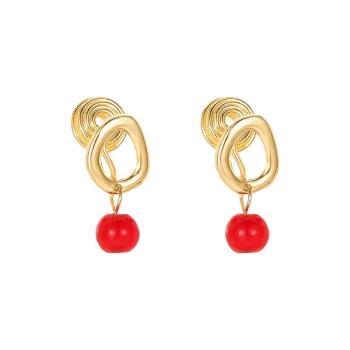 WAW Gold Plated Copper/Glass Earrings Women's