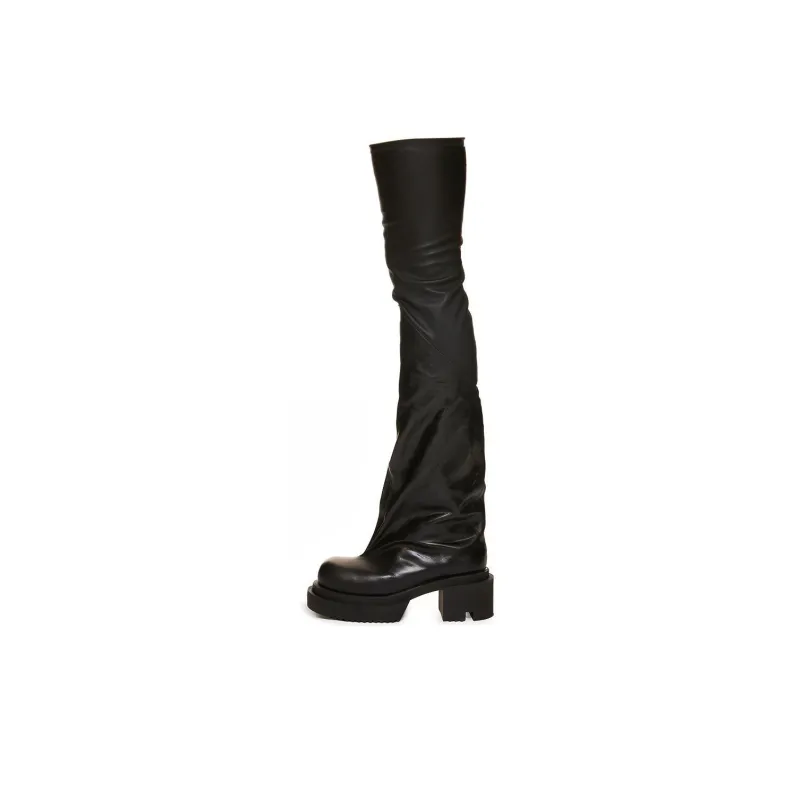 RICK OWENS Bogun 78mm Leather Flared Boots-0