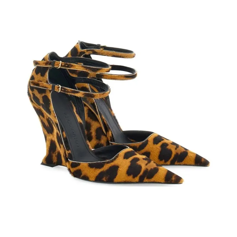 FERRAGAMO Vidya 105mm Leopard-pattern Leather Pumps-2