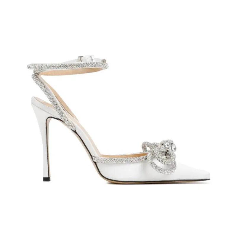MACH & MACH Double Bow 115mm Satin Pumps-3