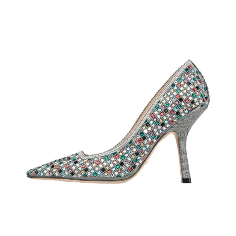 DIOR Capture Slim Heel High Heels 10cm Women's Silver-0