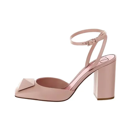 Valentino One Stud Chunky Heel High Heels 9cm Women's Rose Pink