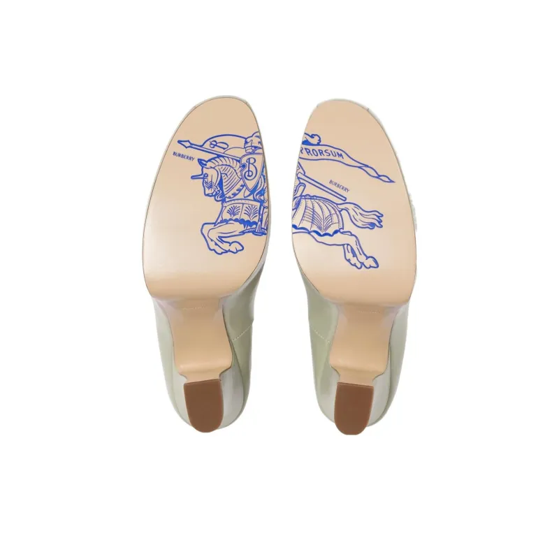 Burberry Arch Chunky Heel High Heels 13cm Women's Gravel Stone Color-4