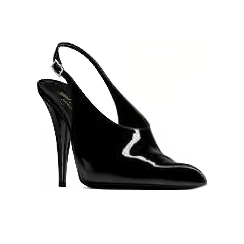 SAINT LAURENT Raven Pointed Toe Slingback Pumps-2