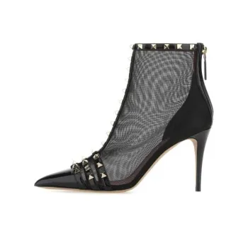 Valentino Rockstud Ankle Boots 10cm Women's Black