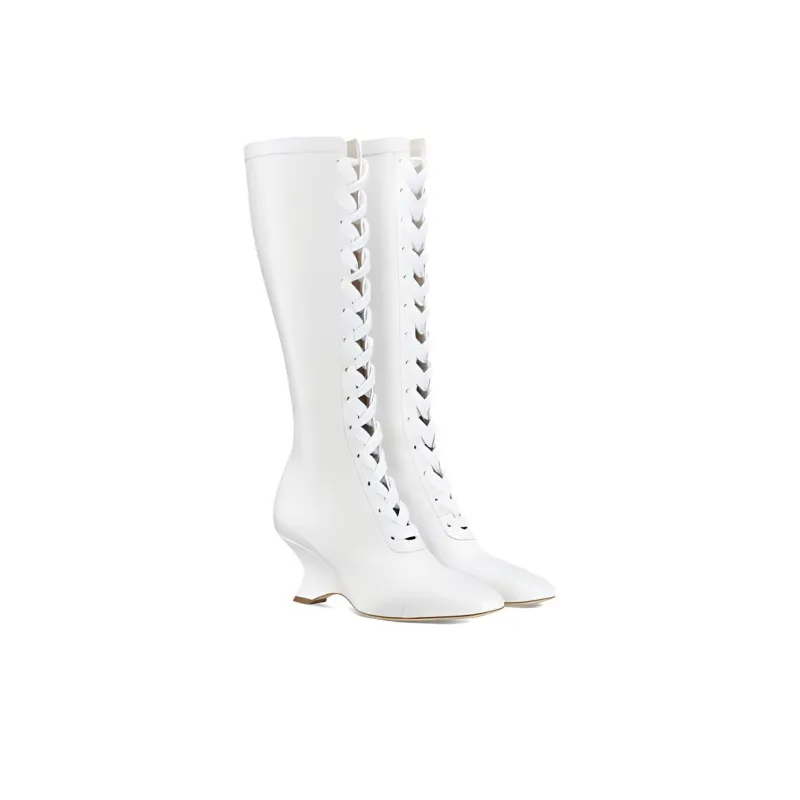 DIOR Knee-high Boots 6.5cm Women's White-2
