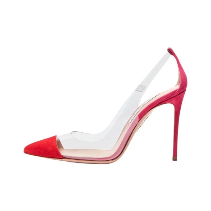 AQUAZZURA Naked Pump Slim Heel High Heels 10.5cm Women's Red-0