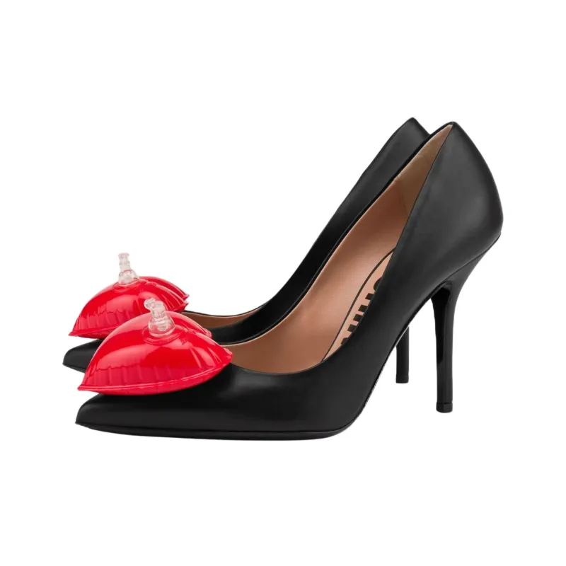 MOSCHINO Inflatable Heart Slim Heel High Heels Women's Black-2