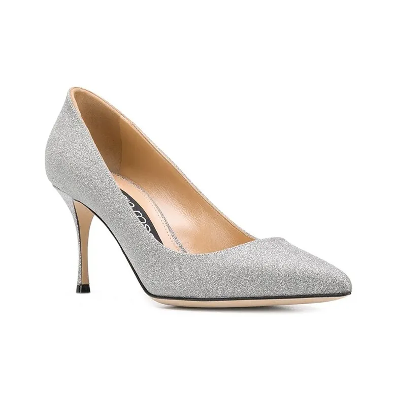 SERGIO ROSSI Slim Heel High Heels Women's Silver-2