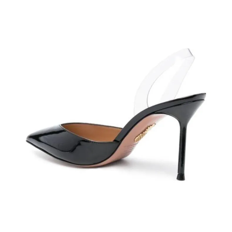 AQUAZZURA V Plexi 90mm Slingback Pumps-3