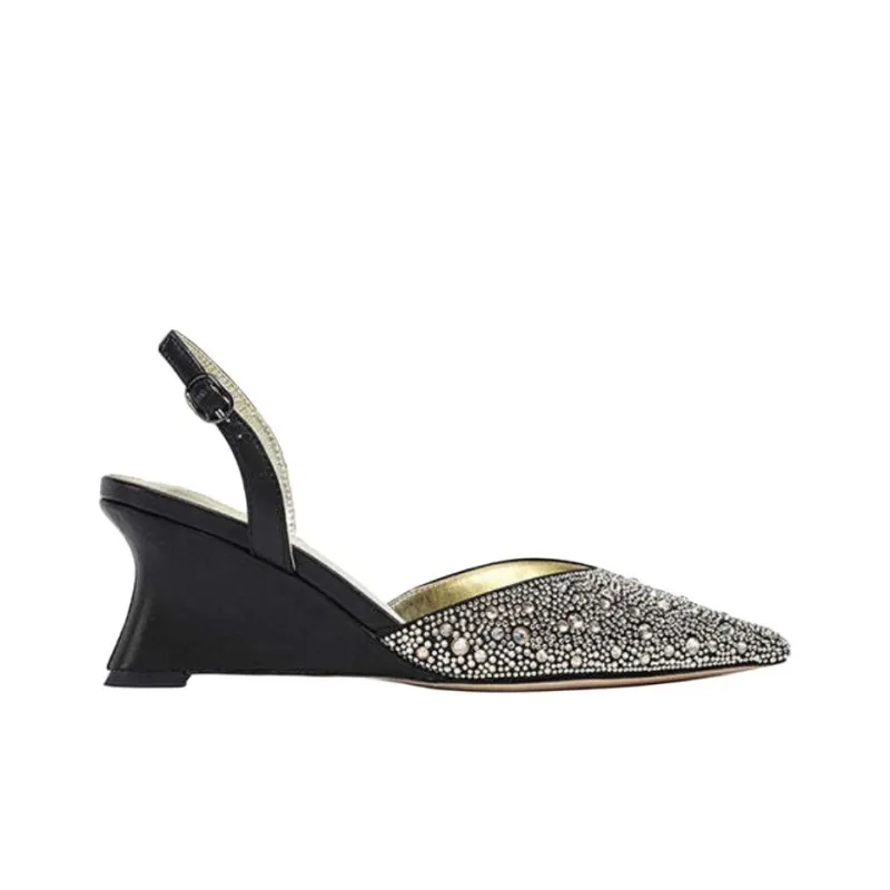NICOLI Oriana Wedge Heel High Heels 7cm Women's Black-1