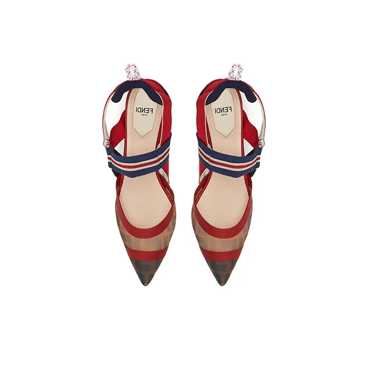 FENDI Colibri Block Heel High Heels Women's Red-4