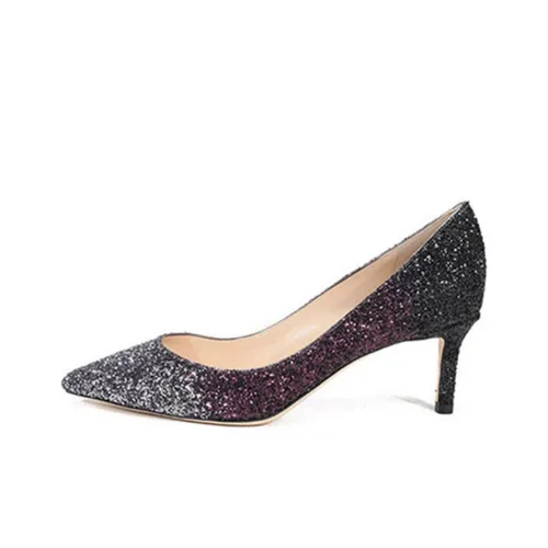 Jimmy Choo Romy High Heels Women's Silver Gray Purple Black Gradient