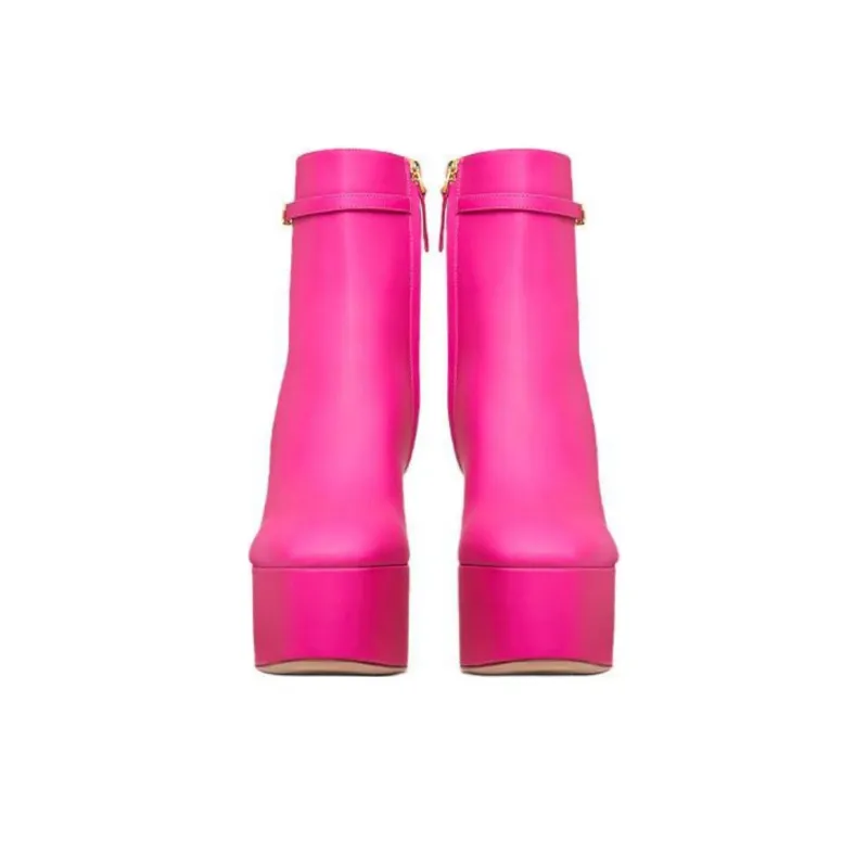 Valentino Tan Go GARAVANI Ankle Boots 12cm Women's Pink-3