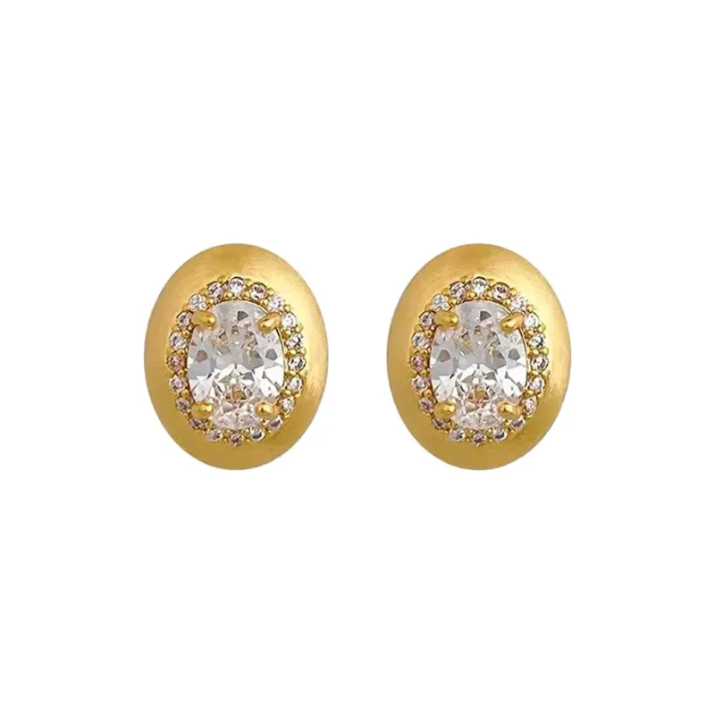 FEO Zircon Stud Earrings Women's-0