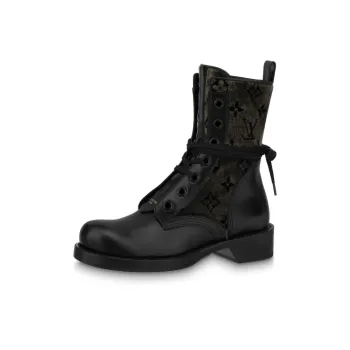 LOUIS VUITTON Lv Flat Ranger Boots 'Black With Olive Green Monogram' Women's