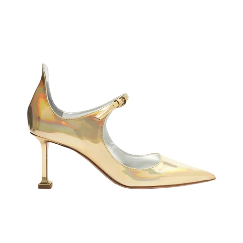 Schutz Slim Heel High Heels 8cm Women's Gold-1