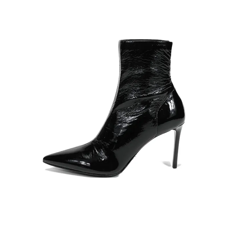 PRADA 90mm Patent Leather Effect Ankle Boots 'Black' Women's-0