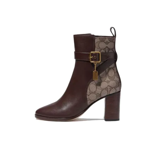 COACH Ankle Boots 8cm Women's Brown
