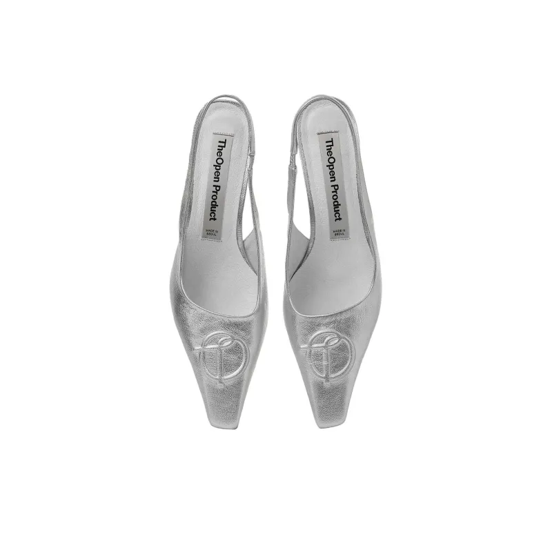 Open Yy Chunky Heel High Heels 4.5cm Women's Silver-3