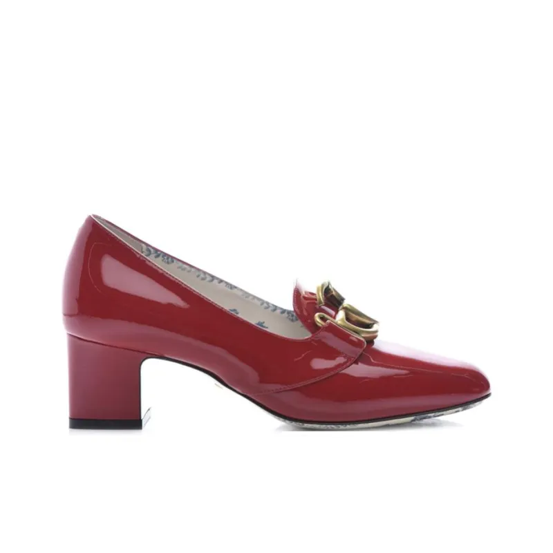 GUCCI Patent Leather Mid heel Pumps With Double G-1