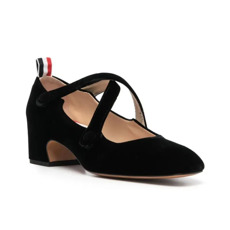 THOM BROWNE 40mm Velvet Block-heel Sandals-1