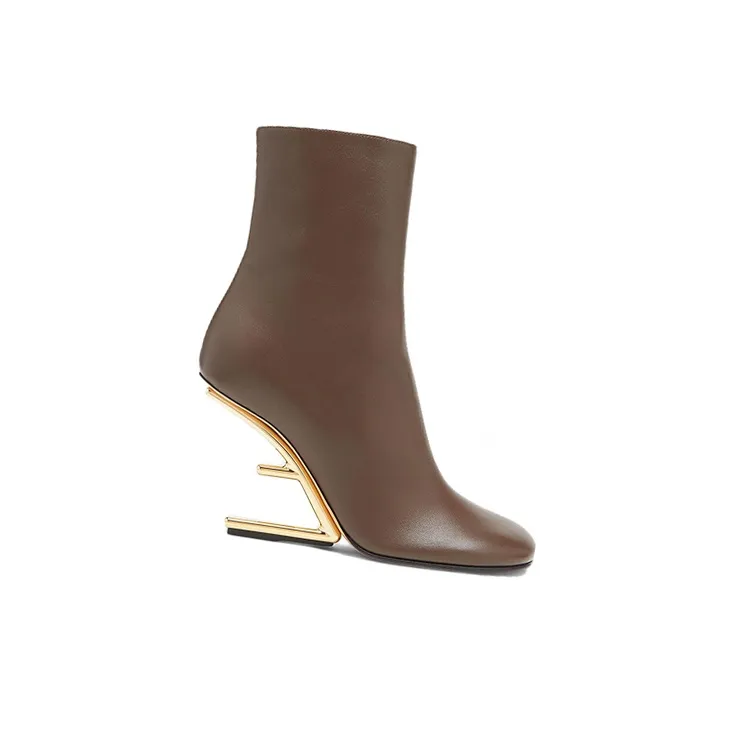 FENDI Fendi First Ankle Boots 9.5cm Women's Brown-1