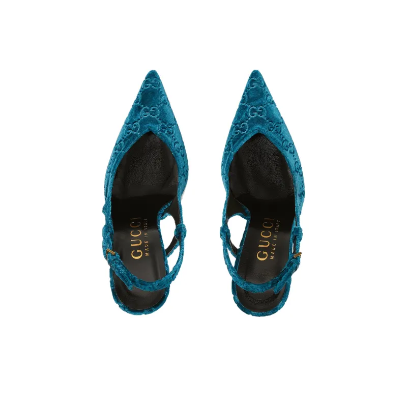 GUCCI Slim Heel High Heels 10.5cm Women's Blue-3