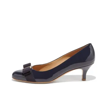 FERRAGAMO Carla Slim Heel High Heels 5.5cm Women's Dark Blue