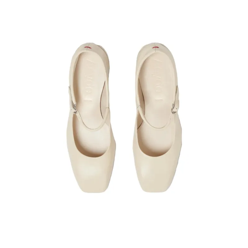 Aeyde Chunky Heel High Heels Women's Cream White-3