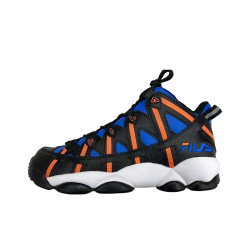 FILA Spaghetti Anti-Slip Wear-Resistant Mid-Top Tennis Shoes Men's Blue Black