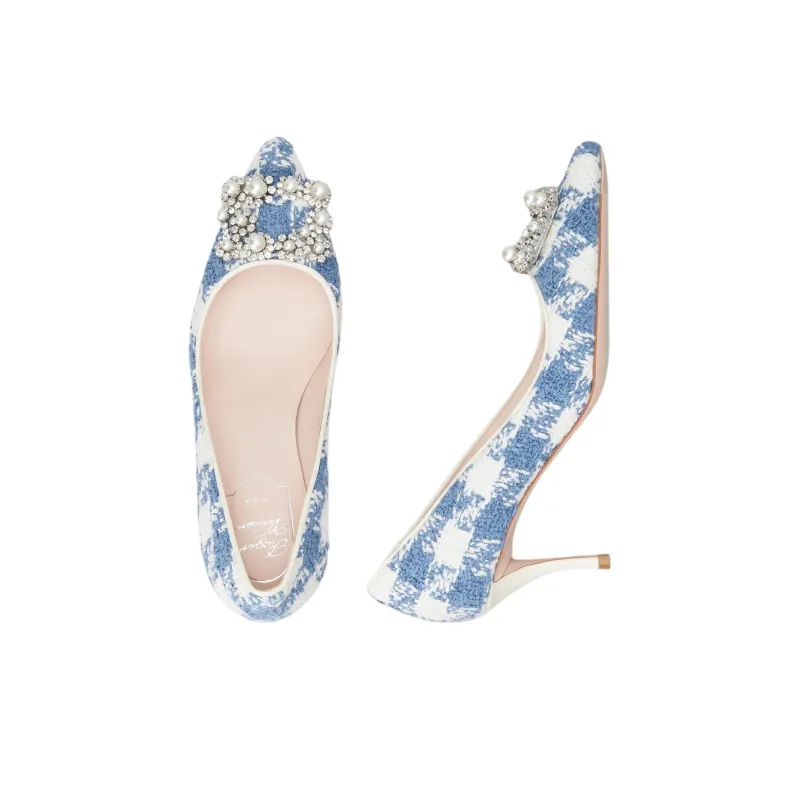 Roger Vivier Slim Heel High Heels 6.5cm Women's Blue White-3