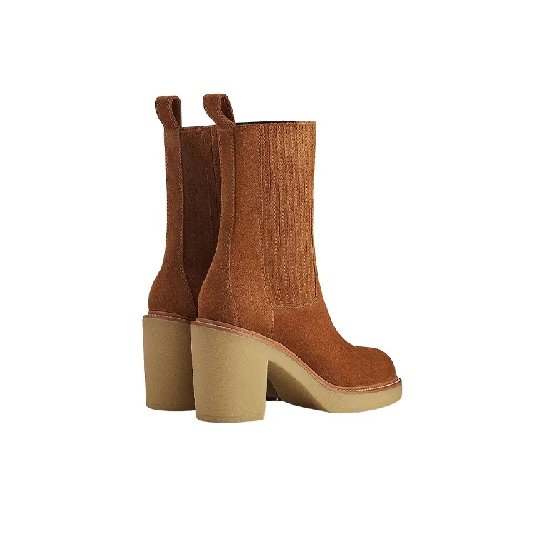 HERMES Donia 70 Ankle Boots 7cm Women's Brown-4