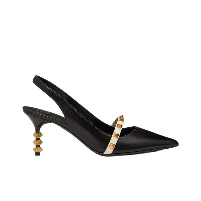 Valentino Rockstud Wedge Heel High Heels Women's Black-1