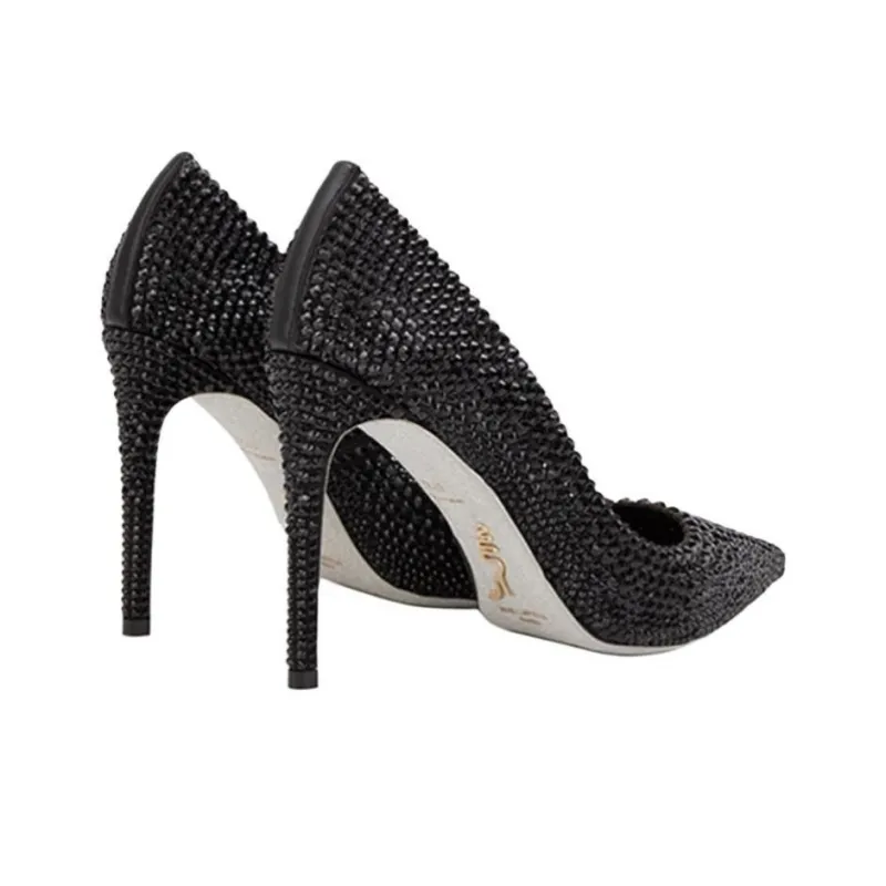 RENE CAOVILLA Carrie Slim Heel High Heels 10.5cm Women's Black-3