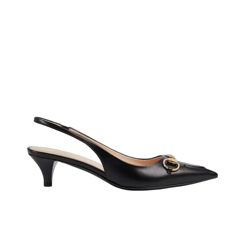GUCCI Horsebit Cone Heel High Heels 4.5cm Women's Black-1